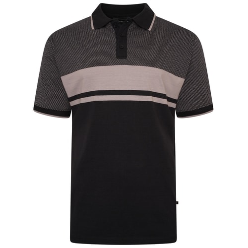 KAM Dobby Weave Block Polo Schwarz